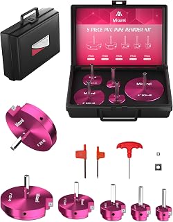 5 Pcs PVC Pipe Reamer Kit, PVC Fitting Saver, Plastic Pipe Fitting Reamer Socket Saver Plumbing Tool Includes 1-1/4'', 1-1/2'', 2'', 3'', 4'' for Schedule 40 Fits Standard 1/2" Drill