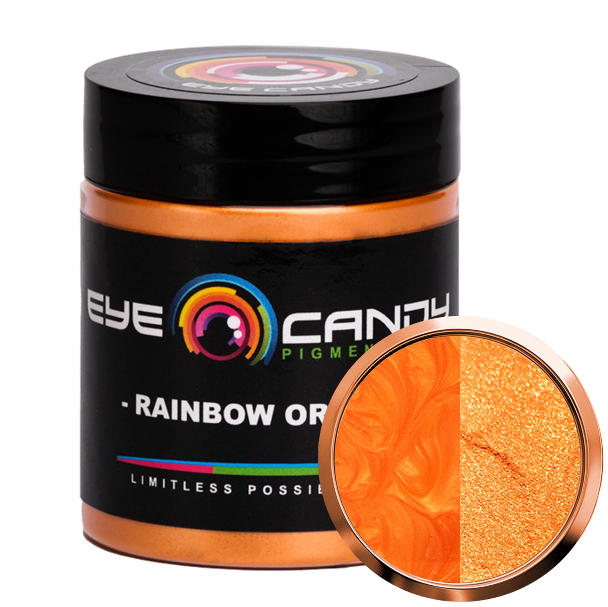Eye Candy Pigments Premium Orange Mica Powder - Rainbow Orange (25gr) - for Epoxy, Resin, Soap, Paint, Woodworking, Acrylic Pouring, Bath Bombs,