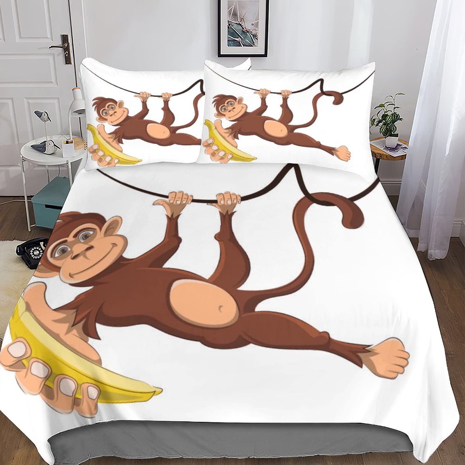 Parure de lit 3D microfibre à fermeture éclair et motif animation King 220x240 cm