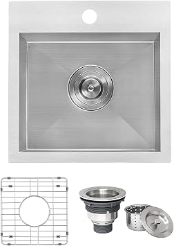 Ruvati 15x15-in 16-Gauge Drop-in Topmount Bar Sink - RVH8115