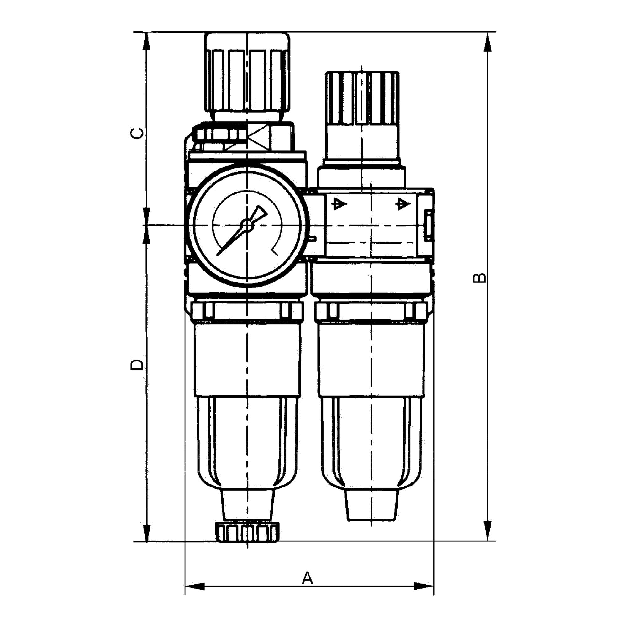 RIEGLER 100397-CL 06 M - Unidad de mantenimiento (2 piezas, con recipiente metálico, G 1/4, 1 unidad)