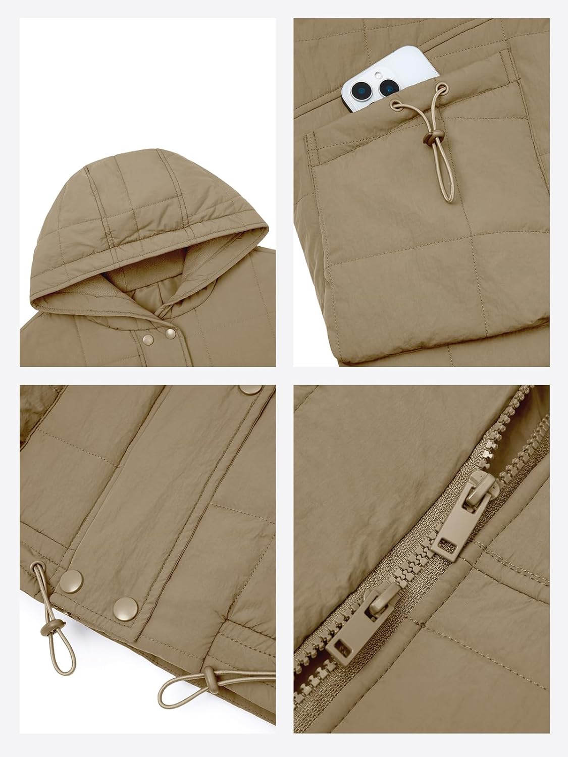 Tankaneo Womens Oversized Hooded Quilted Puffer Vest Cap Sleeve Warm Trendy Jackets Padded Outerwear Coat - Image 5