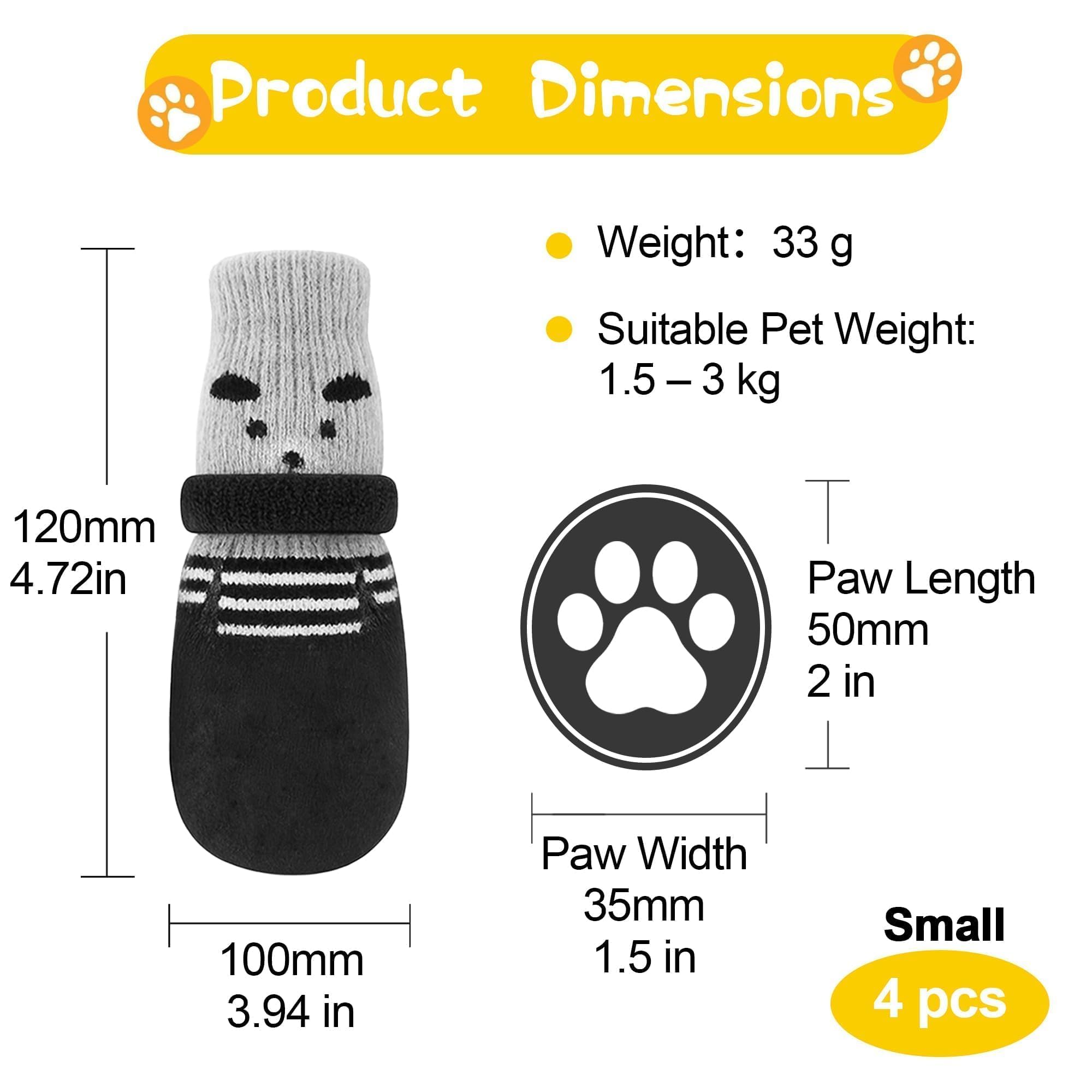 Chaussettes Antidérapantes pour Chien, Taille S – Protection des Pattes pour Intérieur, Réglables et Respirantes, Aident à Empêcher le Chien de Lécher les Blessures, Chaussons Confortables et Sécurisé