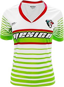 Arza Sports Women Mexico Fan Jersey Slim Fit Short Sleeve Green/White V-Neck