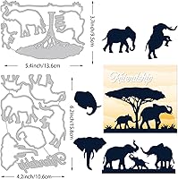 Vista 2 de BENECREAT 2 estilos de silueta de elefante patrón de corte de acero al carbono, marco de amistad, plantilla de estampado de fondo para hacer fotos