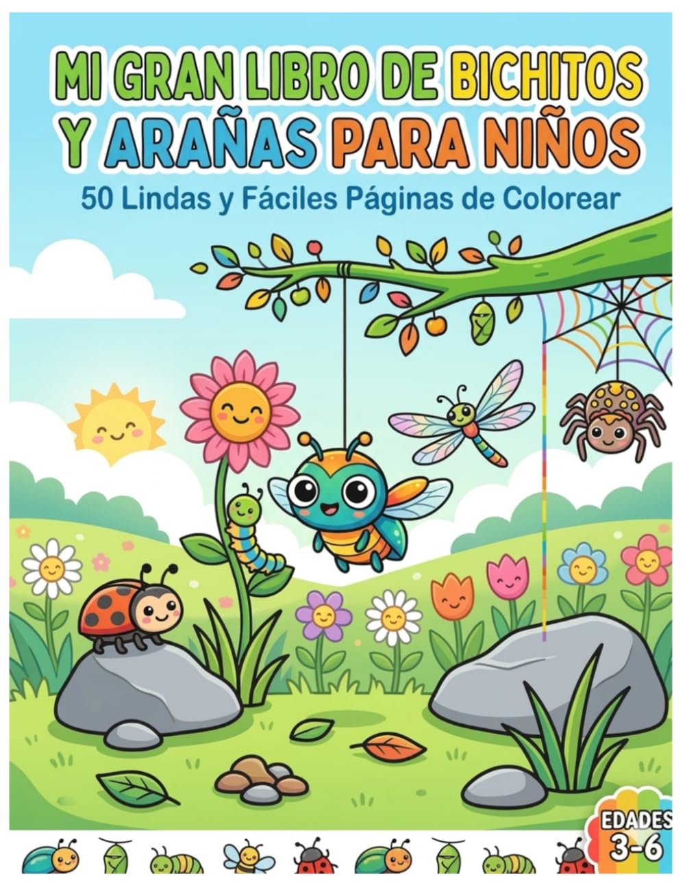 Mi Gran Libro para Colorear de Insectos y Arañas para Niños: 50 dibujos fáciles y divertidos | Libro de colorear para niños de 3 a 6 años | Actividades educativas infantiles