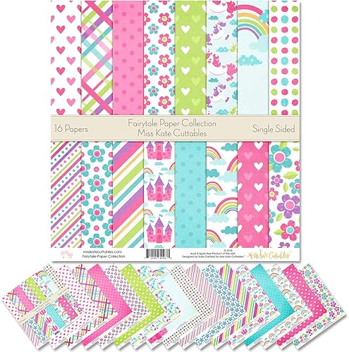 Miss Kate Cuttables Paquete de papel de patrón – cuento de hadas, álbum de recortes de papel especial de una cara de 12 x 12 pulgadas, colección