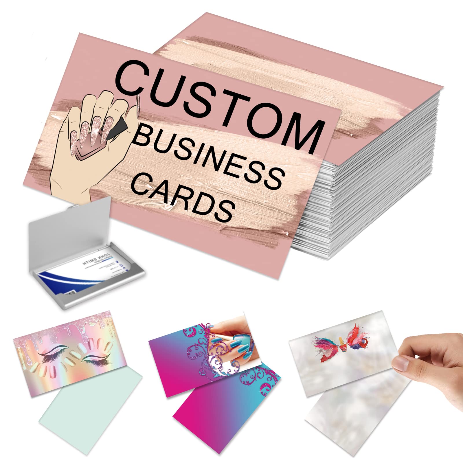 Business Cards Personalised, Personalised Business Cards with Logo/Text Double Sided Print Business Cards Waterproof 300gms for Company, Small Business