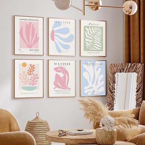 Miniatura 4 de Henri Matisse - Póster de pared de 8 x 10 pulgadas sin marco, arte de pared en lienzo rosa y azul, pintura pastel danesa de Henri Matisse, póster de