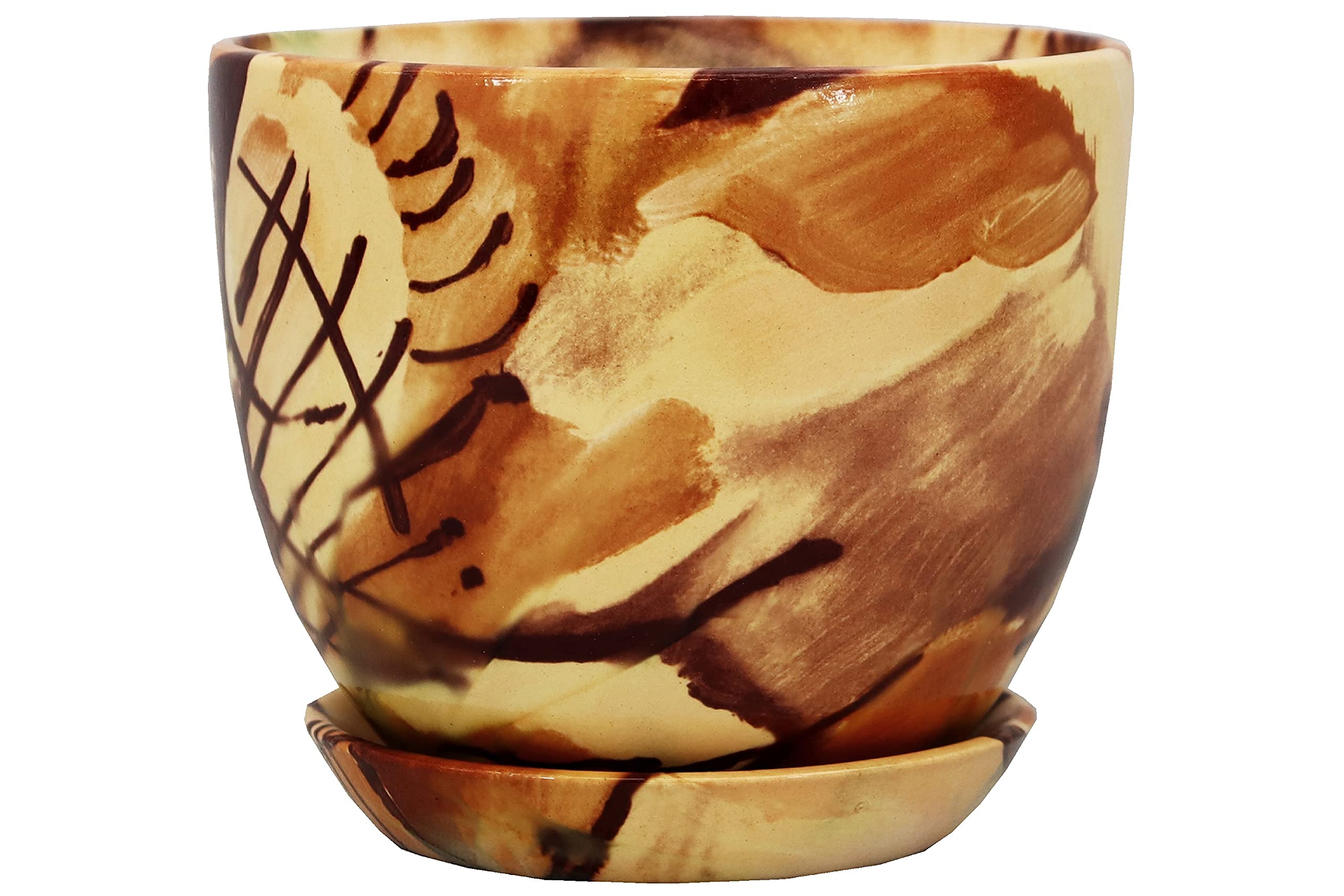 Rainbow Pots Pattern - 13 Ceramic Plant Pots With Saucer Large And Small- 32 Colours, Flower Pots Bonsai (, Φ 16Cm (6,3 Inch))