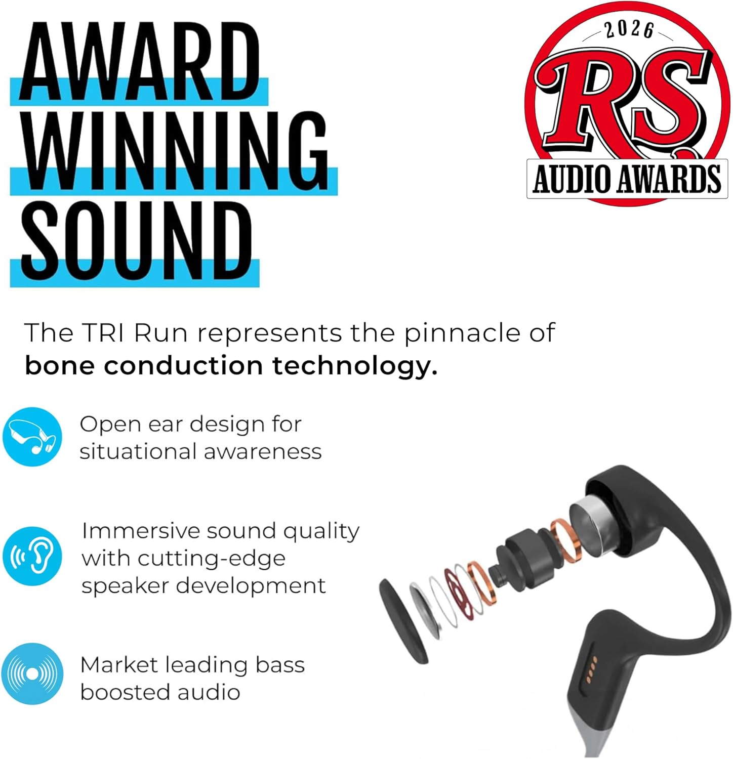 H2O Audio TRI Run Open Ear Bone Conduction Headphones. Sweatproof Multisport Headphones for Running, Cycling, and Paddling. Wireless Wrap Around Sport Earbuds, IPX8 Waterproof, Bluetooth 5.3 4 71Gegjus eL. AC SL1500