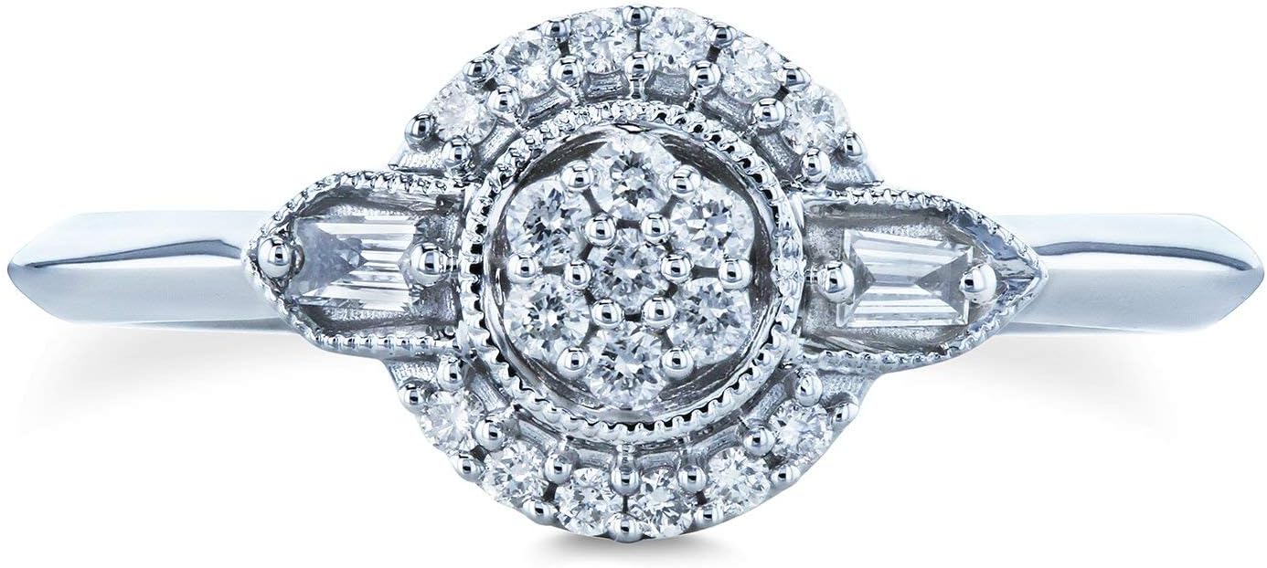 Kobelli Unique Diamond Engagement Ring 1/6 CTW 10k White Gold