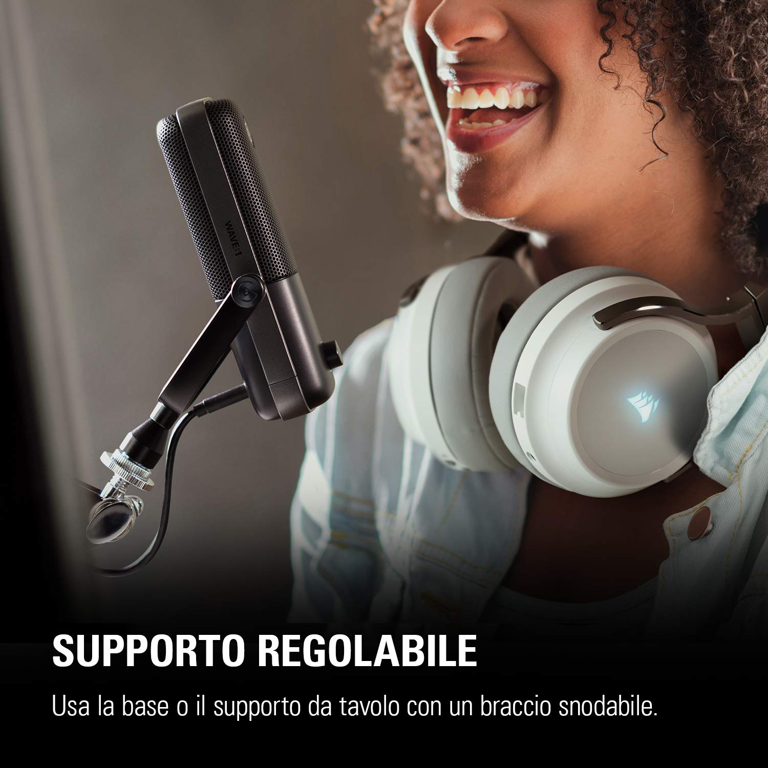 Elgato Wave:1, microfono condensatore USB per streaming, gaming, home office, software di mixaggio gratis, plug-in per effetti audio, anti-distorsione, plug & play, Mac/PC