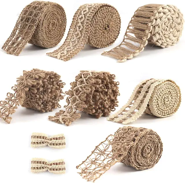 VGOODALL Jute Band - 7 Rolls Vintage Natural Hessian for Crafts & Decor