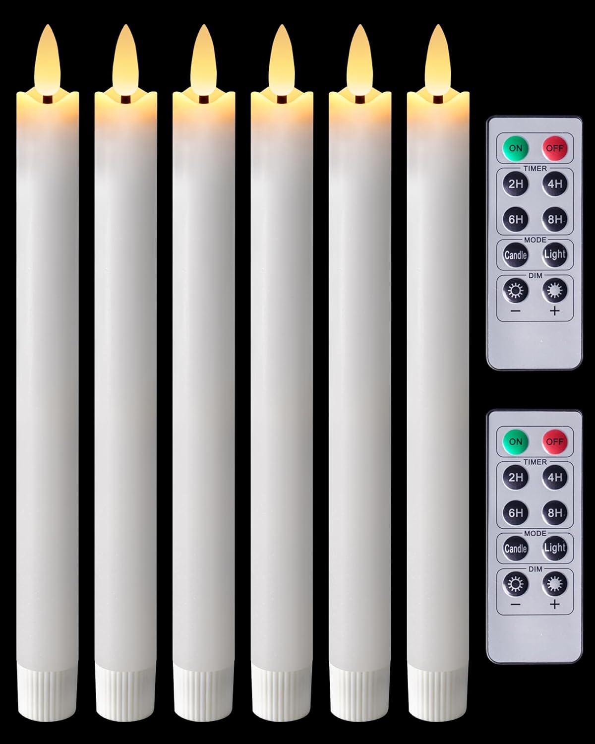 Homemory Waxy Flameless Taper Candles with Remote Timer