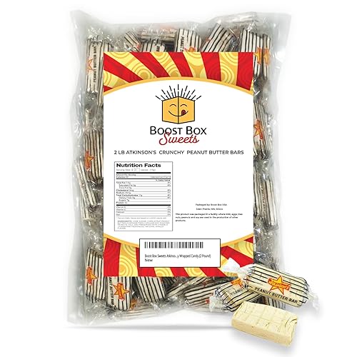 Atkinson's - Barras de mantequilla de maní tamaño bocado, dulces envueltos individualmente (2 libras)