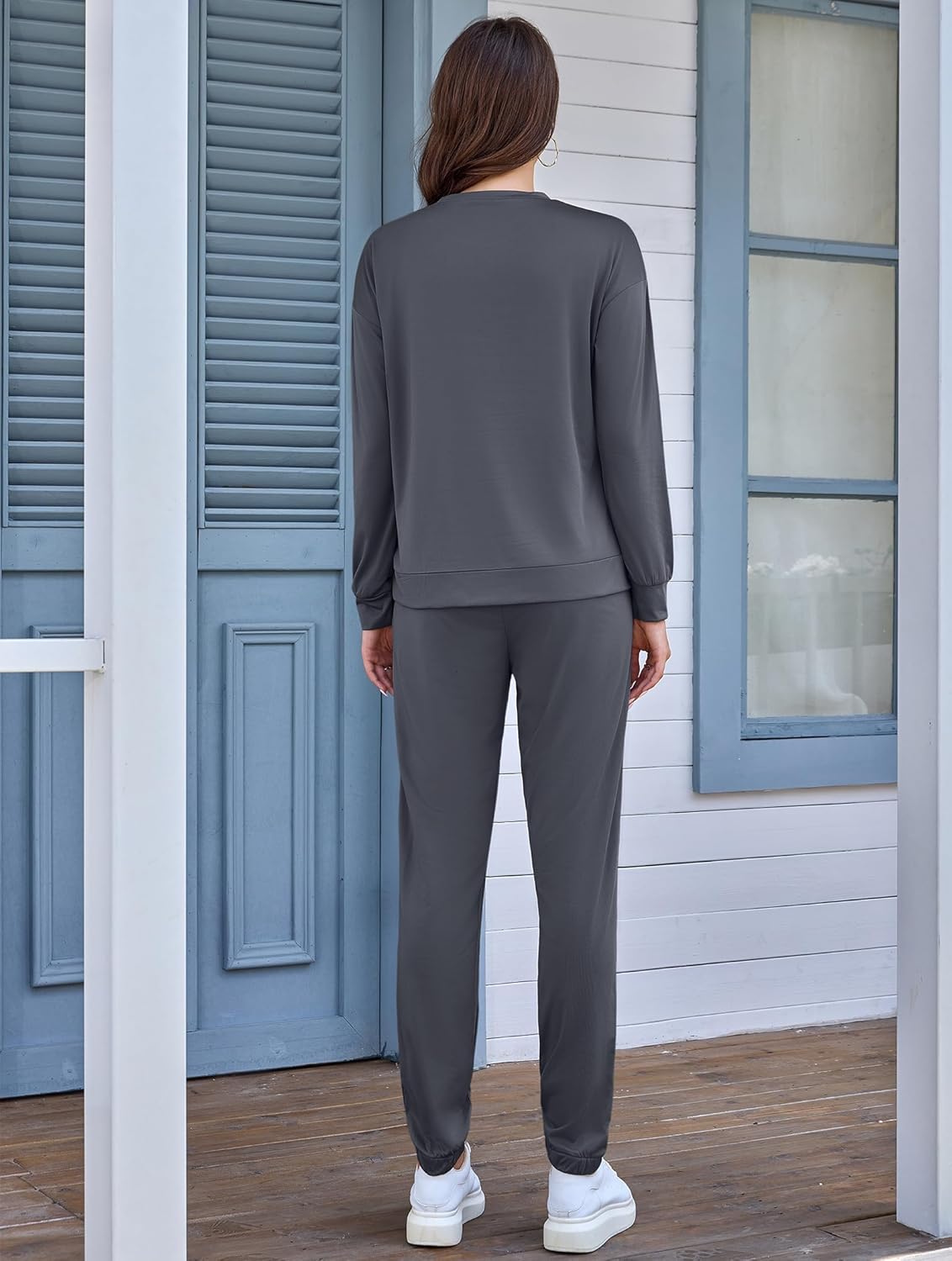 LOCUBE Women's Fleece Pajama Set - Soft Long Sleeve Top & Drawstring Lounge Pants with Pockets, Cozy Winter Loungewear - Image 5