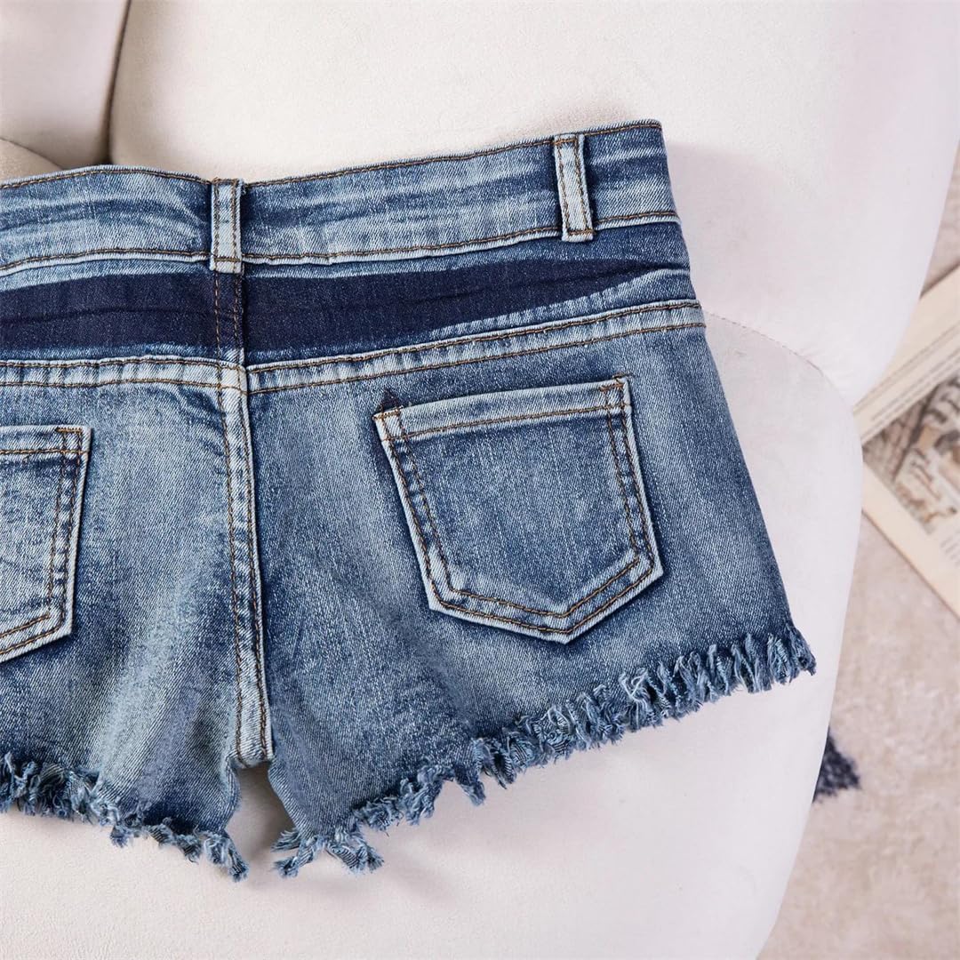 Women's Summer Low Waist Straight Leg Club Denim Shorts