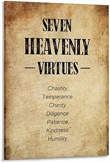 Seven Heavenly Virtues Catholic Wall Art Poster (2) Canvas Painting Posters And Prints Wall Art for Living Room Bedroom Decor 12x18inch(30x45cm)