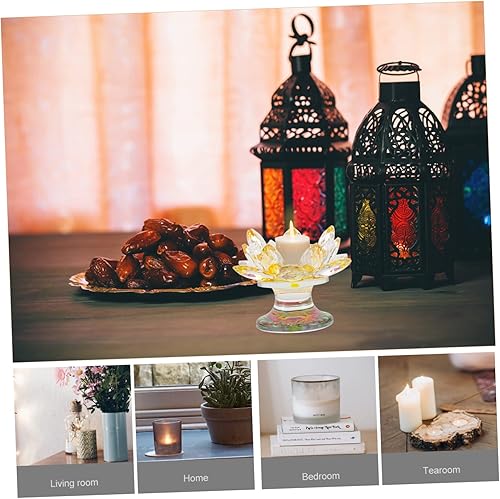 Miniatura 3 de Candelabro de cristal Candelabros de pilar Decoración superior de escritorio Candelabro de cristal Lotus Ornamento de escritorio Cristal Lotus Tea