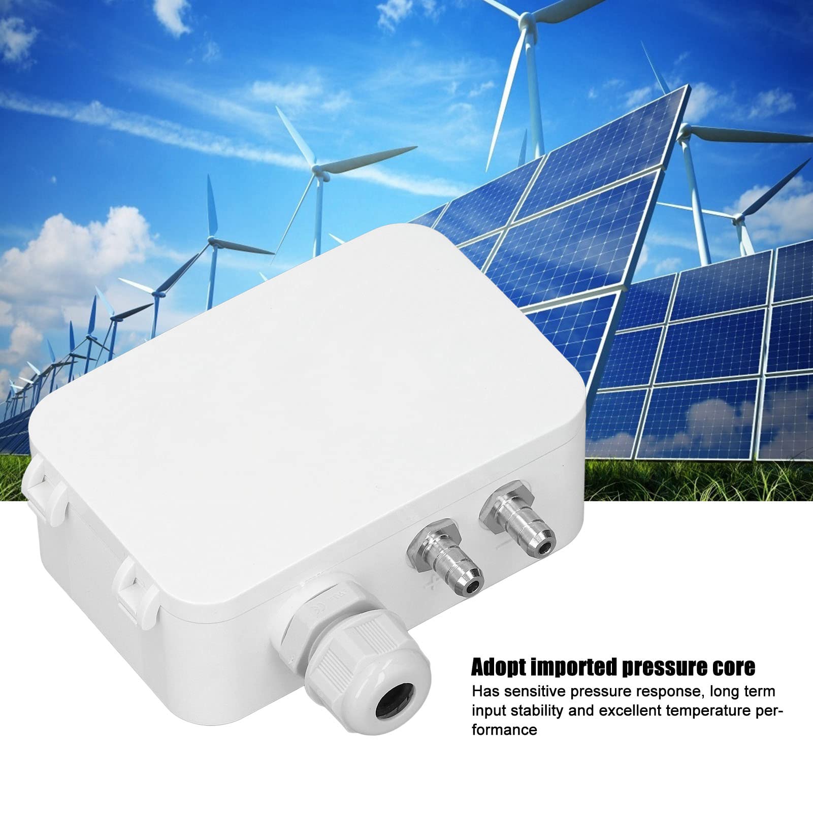Sensor micro de presión diferencial Rango 0-500Pa Carcasa ABS para sistemas HVAC Control de ventilador Monitoreo de sala limpia Blanco