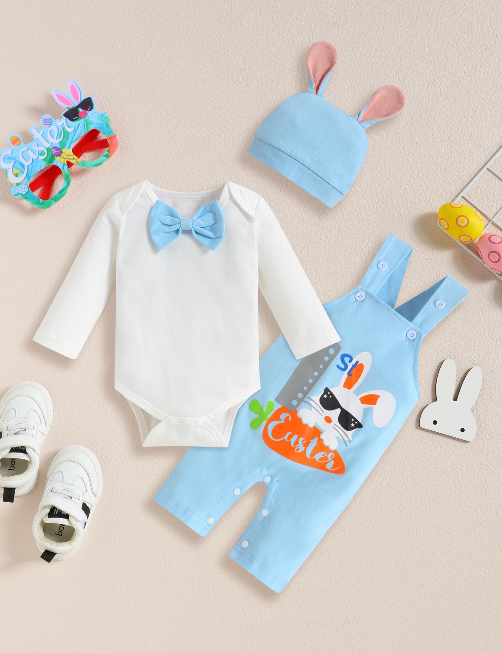 Crazyme Baby Boy Easter Outfit Cute Gentle Romper Top Overall Pant Sets My First Easter Baby Boy Outfit