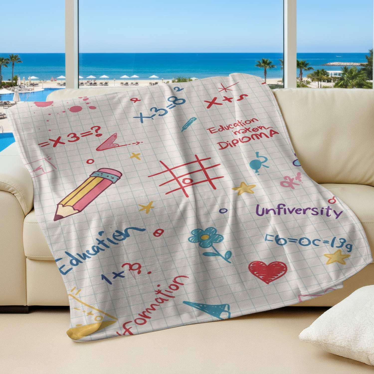 Couverture en flanelle pour lit et canapé jeté de lit géométrique 180x200