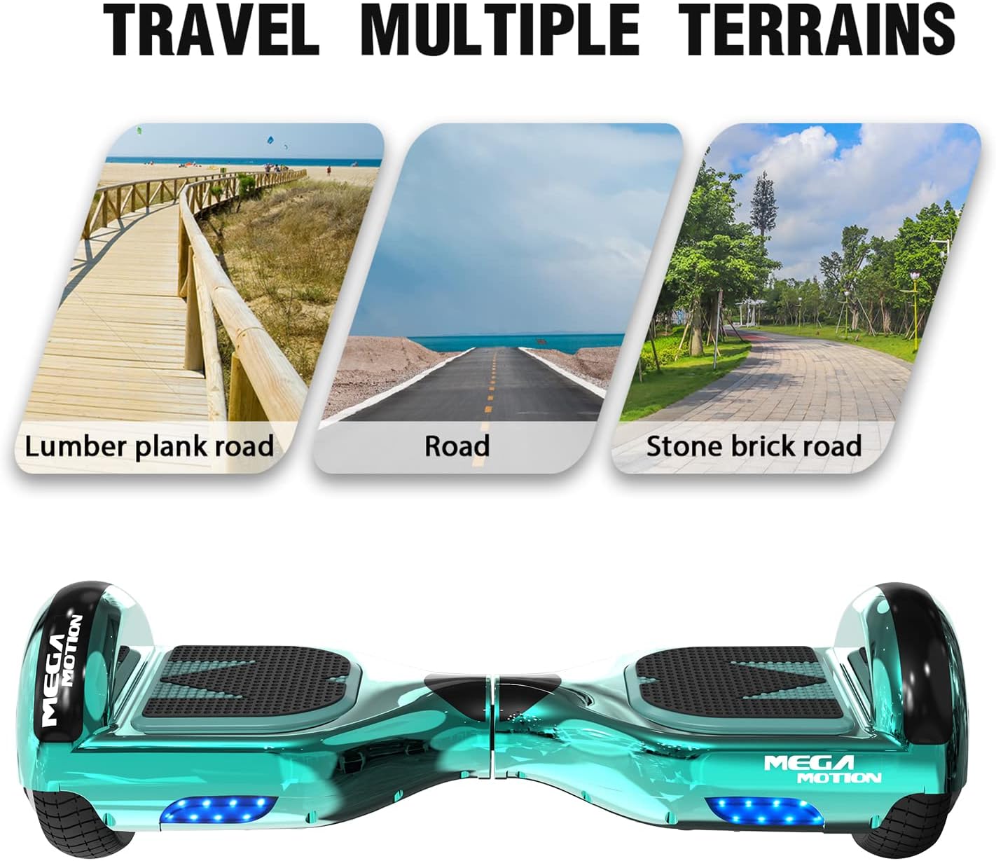 Hoverboard with Bluetooth logo and music notes