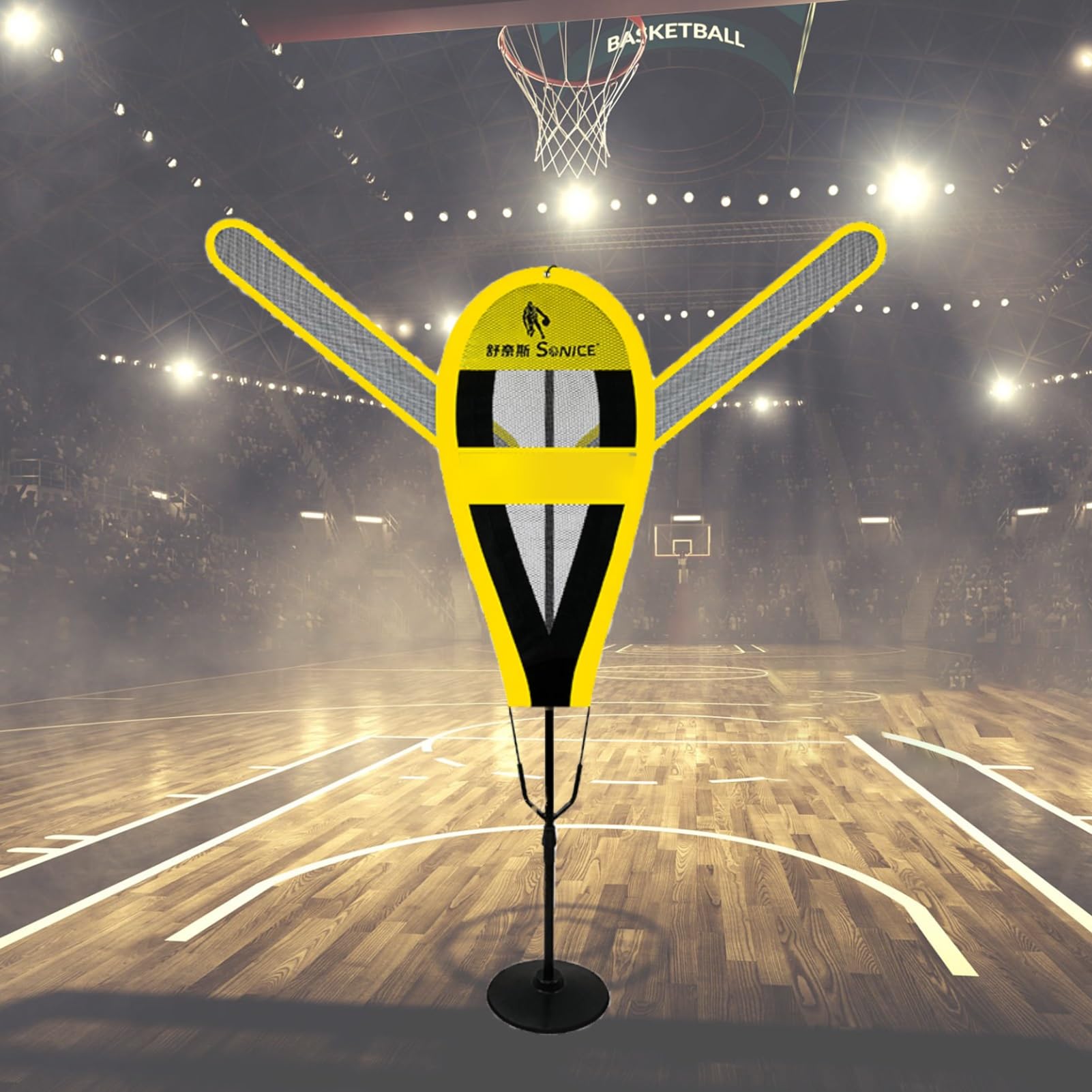 Kunovo Basketball Dummy Defender with Adjustable Arms, Practice Defensive Mannequin for Dribbling Shooting Passing, Portable Volleyball Soccer Trainer