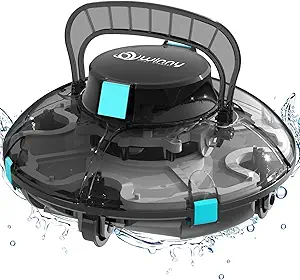 Cordless Robotic Pool Vacuum, Automatic Pool Vacuum with Transparent Design, Powerful Suction & Dual-Motor, Ideal for Flat Above Pools up to 538 Sq.ft -Winny 200SE