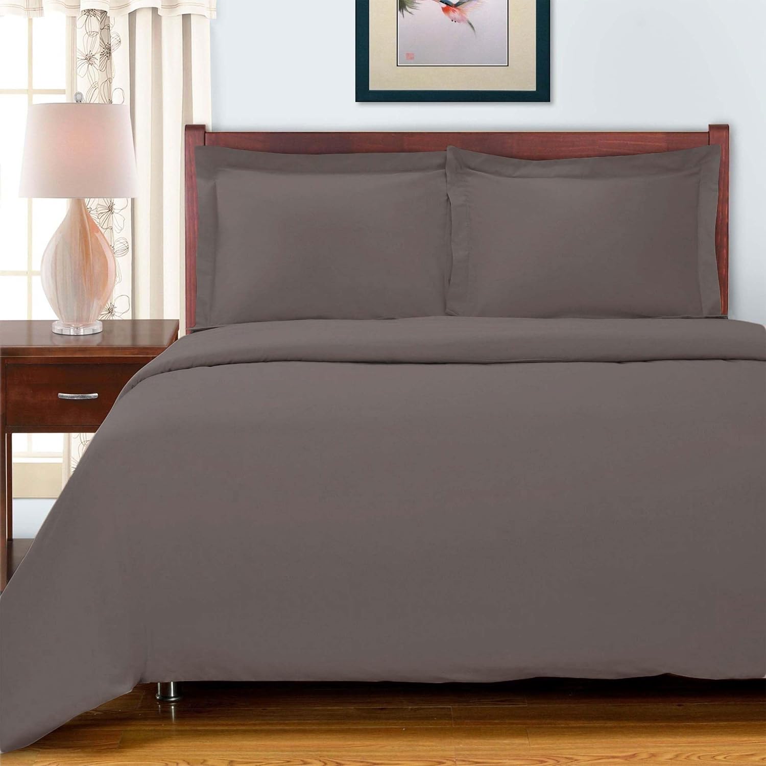 Superior Egyptian Cotton 700 Thread Count Duvet Cover Set, Soft Comforter Covers, Luxury Bedding Essentials, Button Closure, Includes 1 Duvet Cover, 2 Pillow Shams, King/California King, Chrome