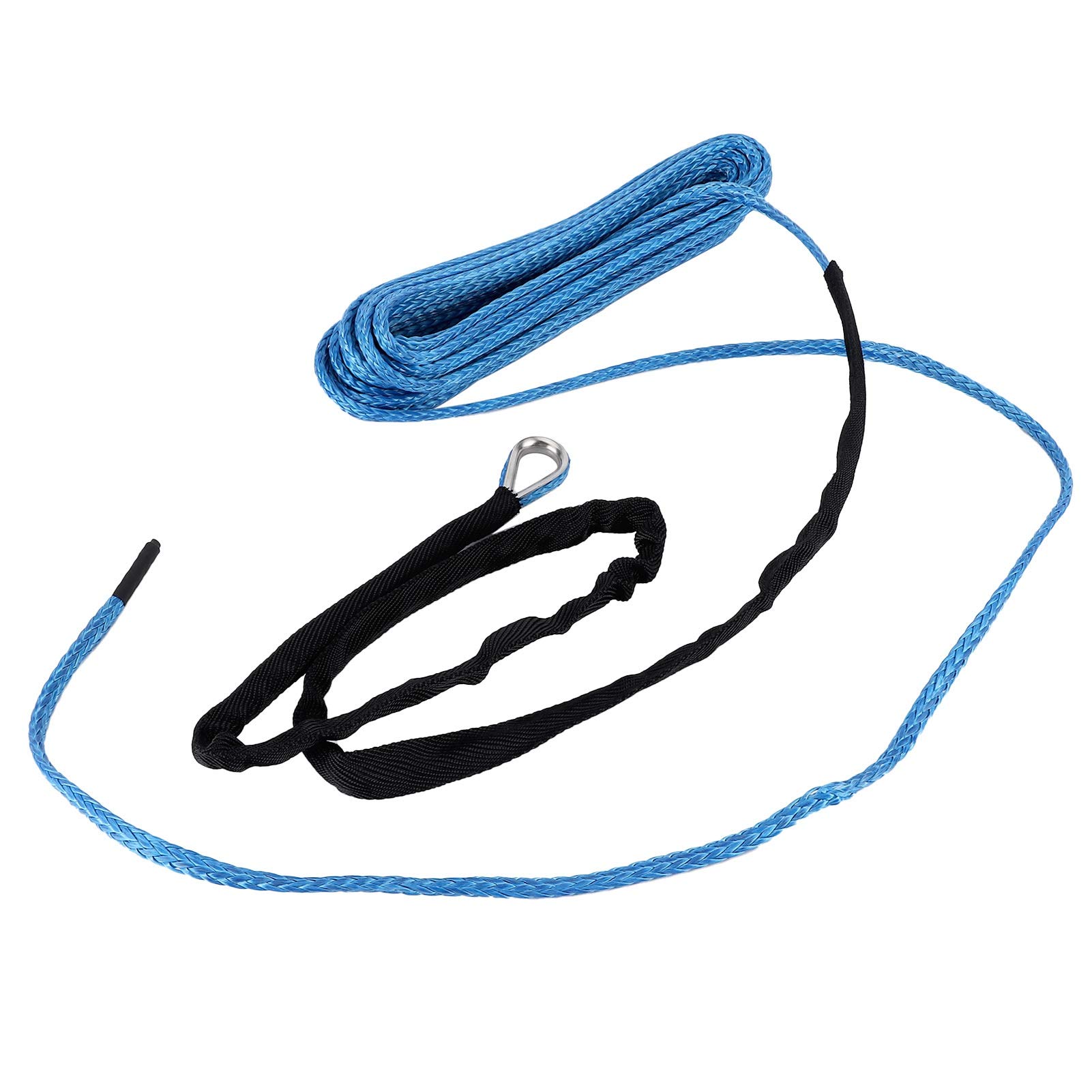 fune per verricello-Corda per verricello 15 m Cavo 7700 libbre Cinghia di traino per il recupero del rimorchio in nylon Cavo durevole per la linea del verricello per baule SUV ATV UTV (blu/grigio)(