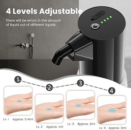 Miniatura 3 de Dispensador automático de jabón de acero inoxidable de 4 niveles ajustable, sin contacto, funciona con pilas eléctricas para baño y cocina,
