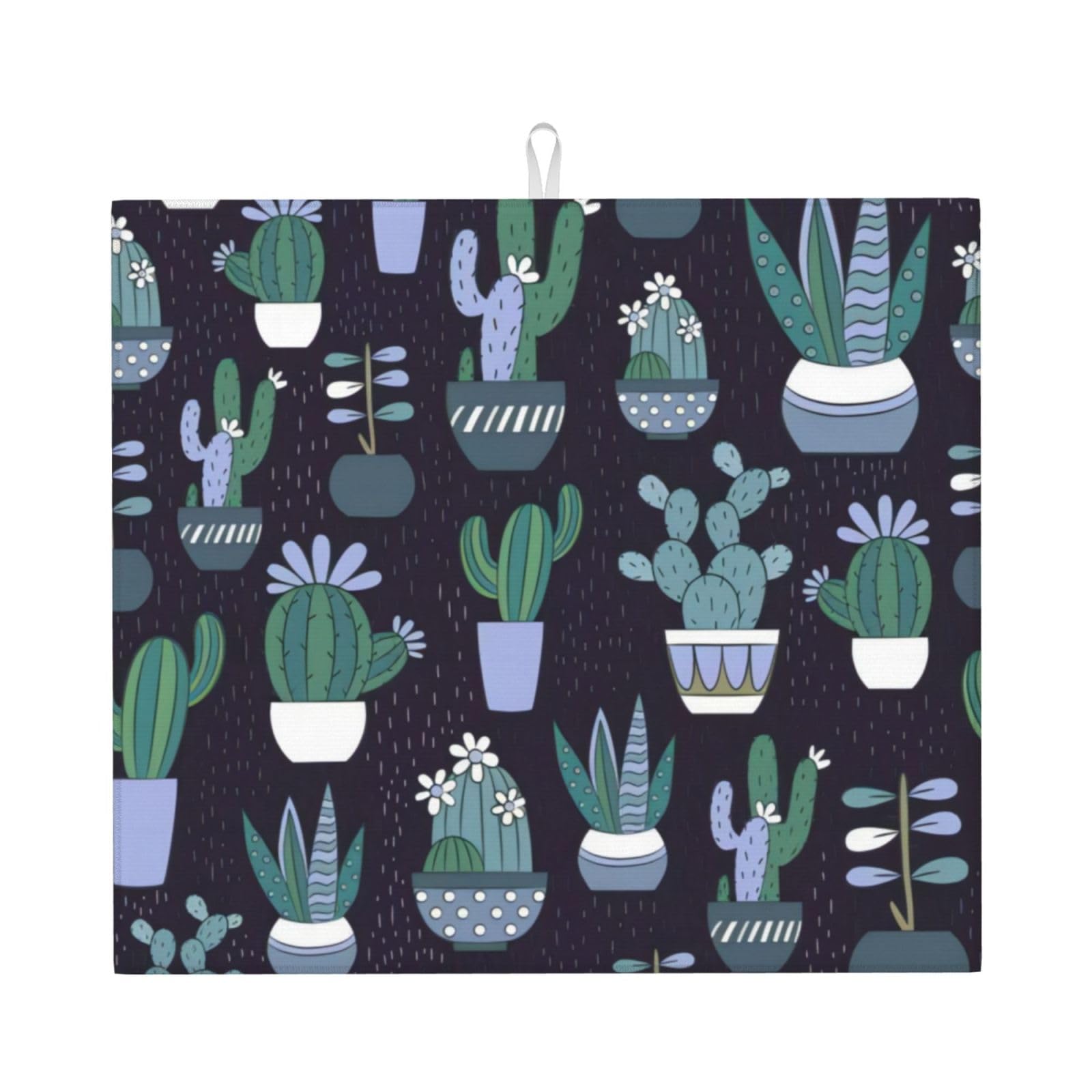 Yyhwhjde Black Cactus Prints Kitchen Drying Mat – Absorbent Dish Throw For Countertop, Non-Slip Quick-Dry Layer With Vibrant Prints, Ideal For New Home Gift
