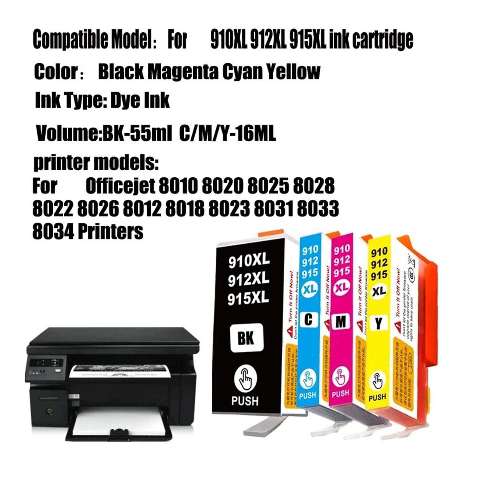 Cartuccia d'inchiostro compatibile 910XL 912XL 915XL for HP