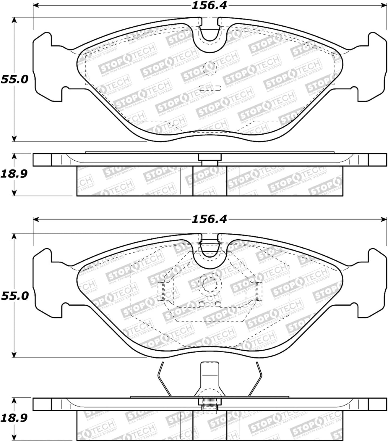 StopTech 308.04030 Street Brake Pads; Front with Shims and Hardware
