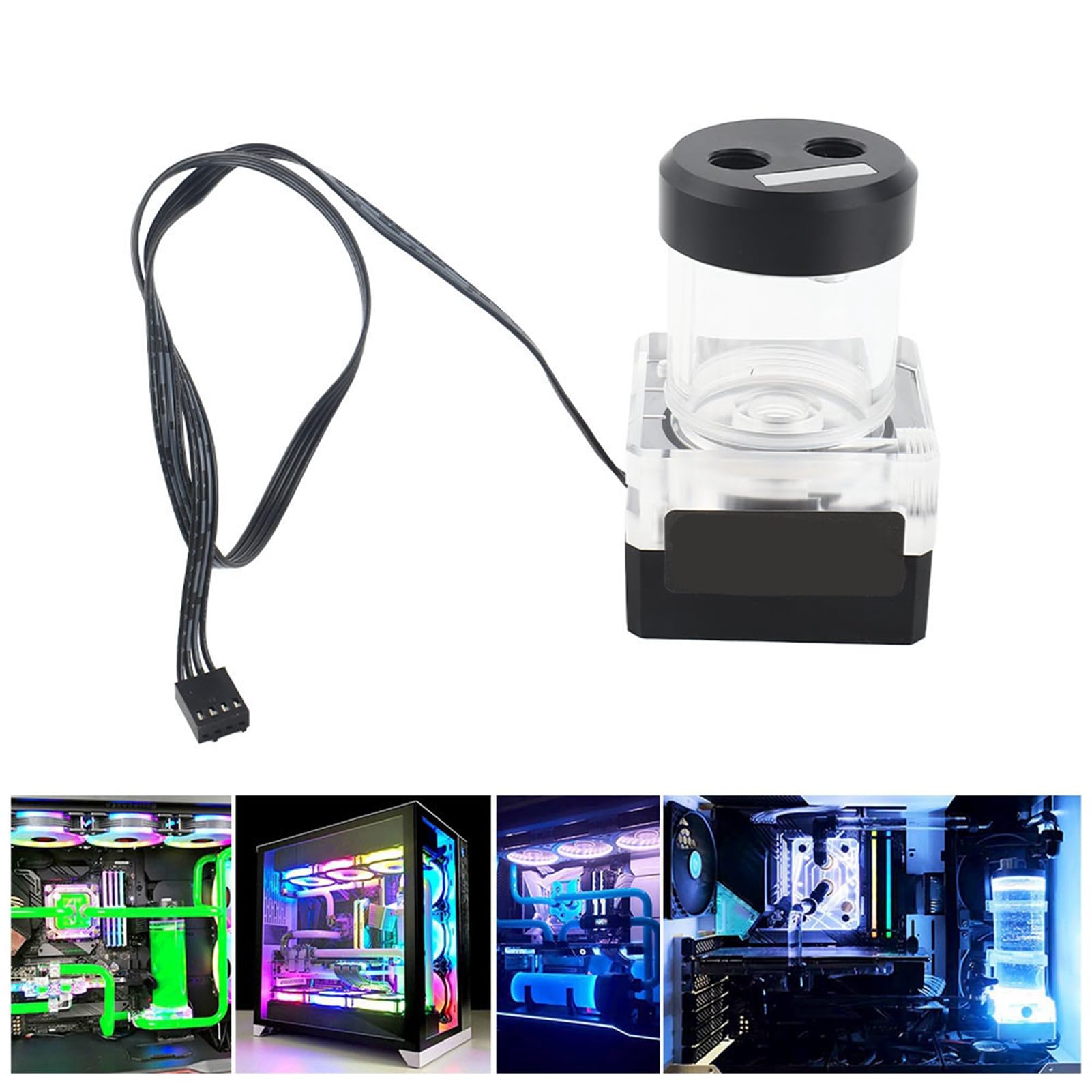 Cocoarm Pompa Acqua per Computer, di Raffreddamento Ad Acqua per Computer POM PMMA, Flusso 500L H Sollevamento Controllo PWM Antischiuma Integrato 12V per Kit di Raffreddamento Ad per PC Desktop da