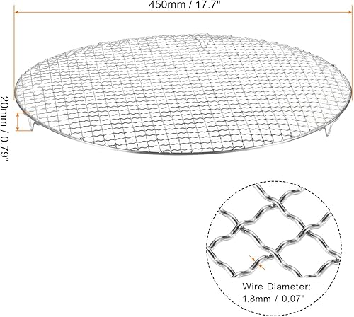Miniatura 91 de HARFINGTON Rejilla redonda de 6.5 pulgadas de acero inoxidable 201 con alambre cruzado para barbacoa con patas de 0.787 in para cocinar hornear al