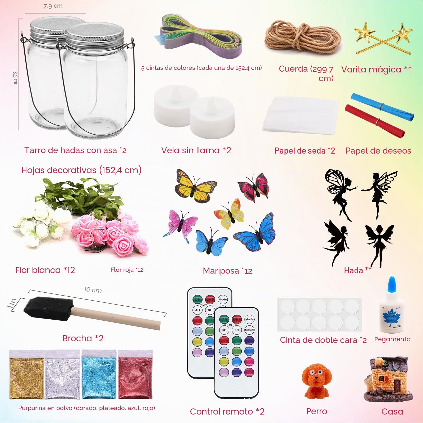 Regalo para Niñas, Kit de Manualidades de Linterna de Hadas 8 9 10 11 12- Regalo para niños - Luz Nocturna de Tarro de Albañil con Control Remoto - Actividades Creativas de Arte de Bricolaje