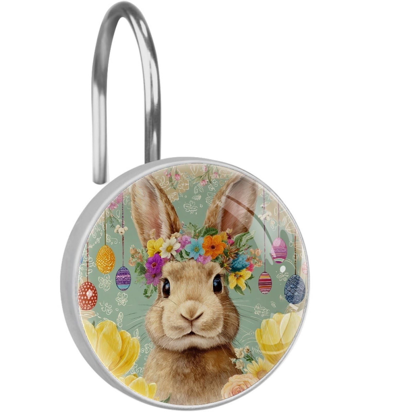 VAPOKF Shower Curtain Hooks, 12PCS Bunny Egg Tulip Shower Curtain Hook for Bathroom Decors Home Bedroom
