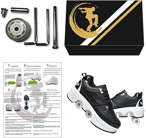 Miniatura 5 de Rueda deformada de doble fila, 2 en 1, patines de polea extraíbles, deformación, zapatos de caminar automáticos, patines invisibles