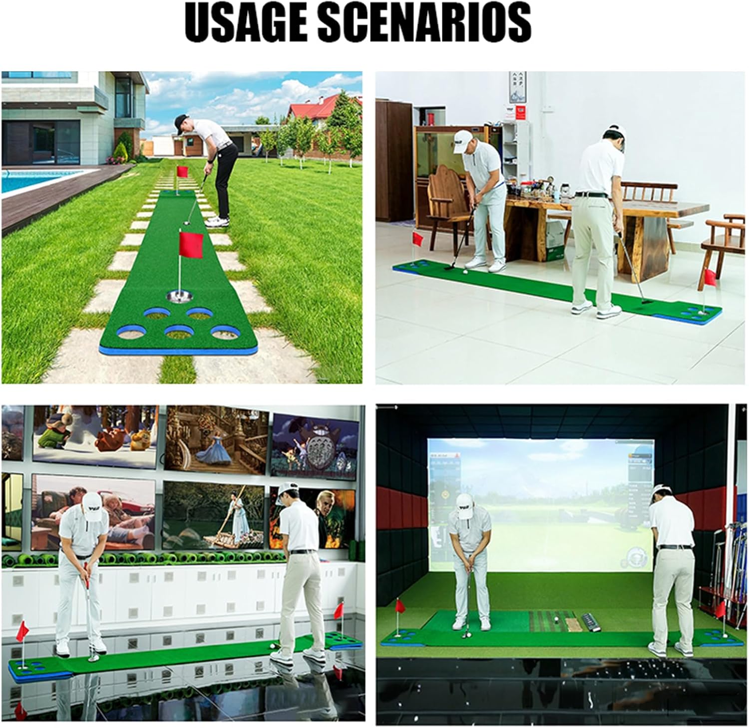 ゴルフパッティンググリーン練習トレーニング補助具、ゴルフゲームセットパッティングマット、屋内および屋外ゴルフ用のゴルフギフト、ゴルフ