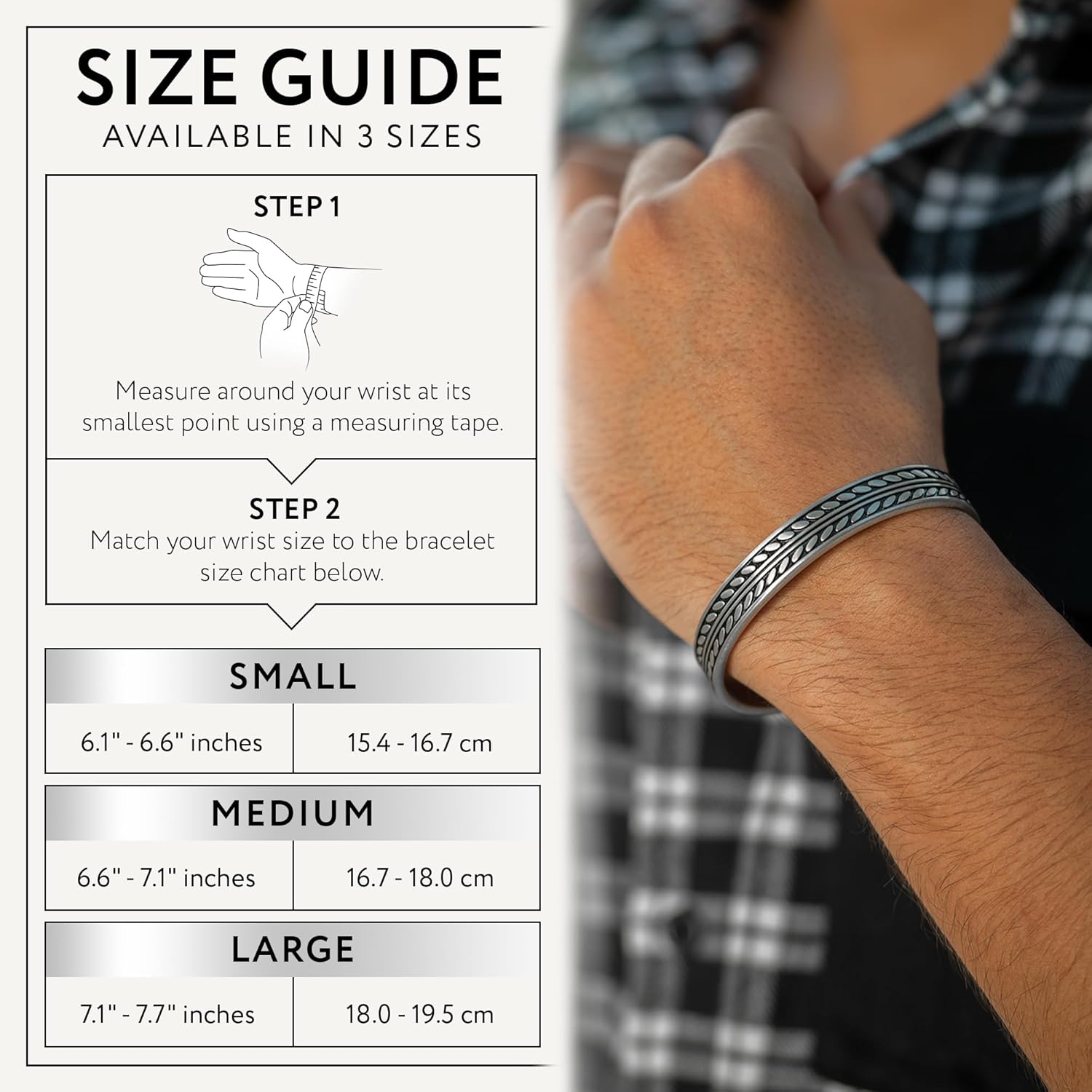 Cuff Bracelet for Men Premium Stainless Steel Mens Bangle Bracelets Silver Cuff Bracelet Waterproof & Non-Tarnish Minimal Western Bracelet - Image 4