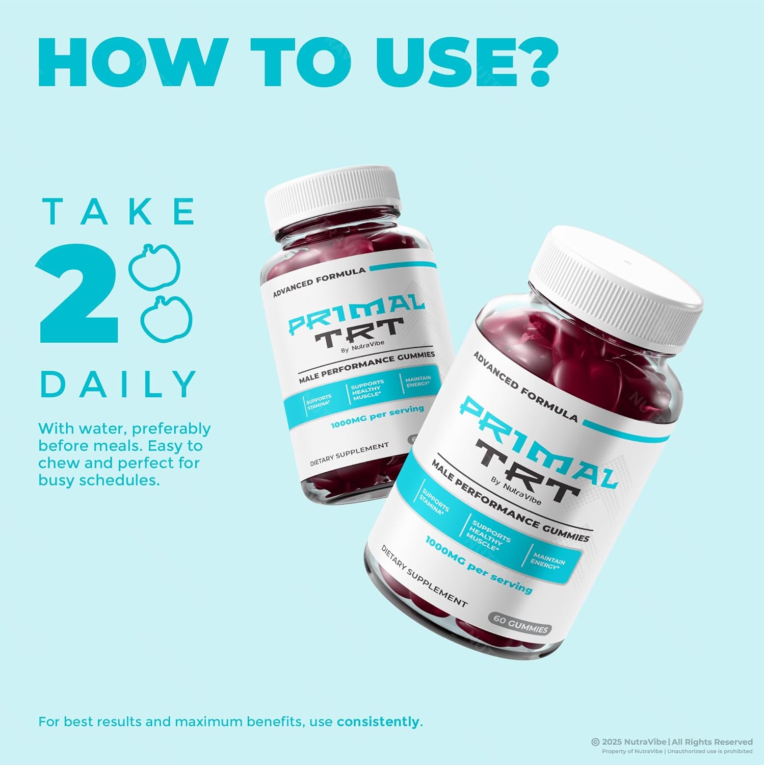 (5 Pack) Primal TRT Gummies – Official PrimalTRT Premium Energy Support | Great-Tasting Chewable Gummy for Stamina & Active Performance | Natural, Non-Habit Forming Formula, Reviews (300 Gummies)