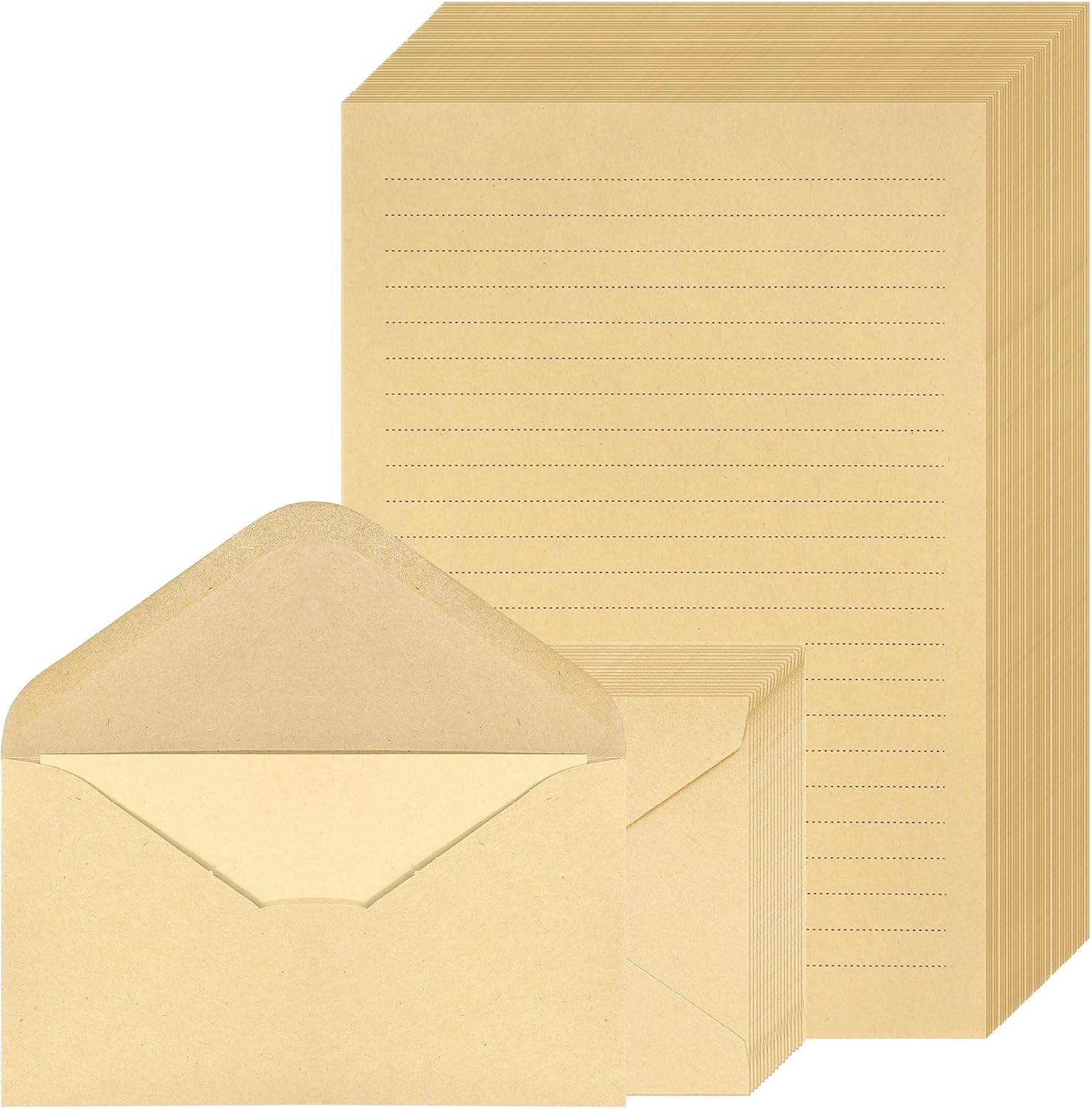 60 Pieces Stationery Set 40 Letter Writing Paper and 20 Envelope Brown