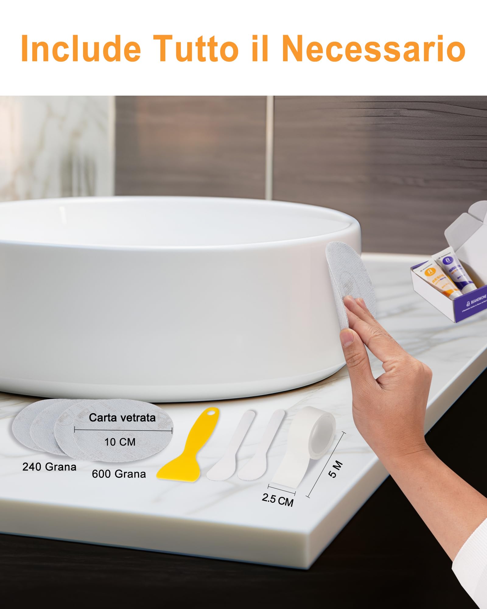 Kit Riparazione Piastrelle, Kit Riparazione Vasca da Bagno per la Riparazione di Scheggiature, Ammaccature, Scalfitture e Crepe Negli Infissi in Gres Porcellanato e Ceramica (Multi Colori)