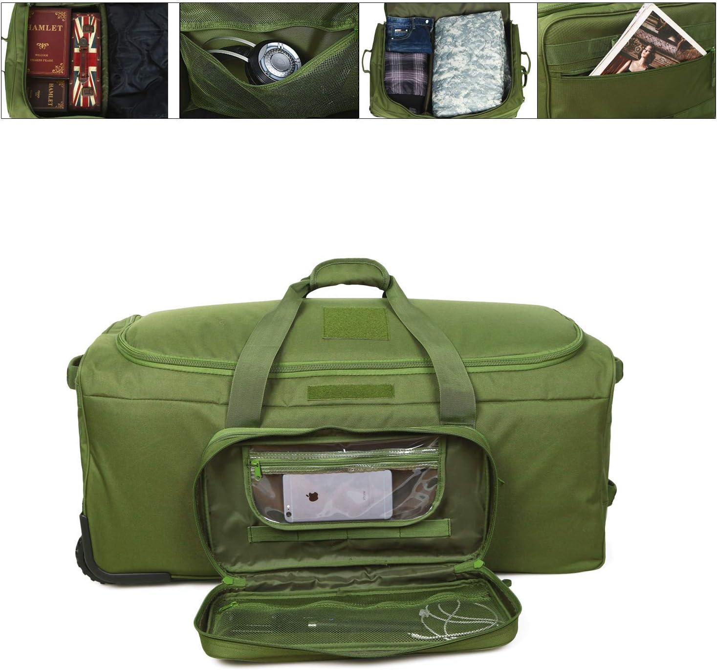 Heavy-Duty X-Large Military Tactical Wheeled Rolling Duffel Trolley Bag For Deployment Traveling Camping Sporting - Image 4