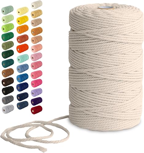 Nook Theory Hilo de macramé de 3mm 220 yardas - Cuerda de macramé suave de 4mm, 5mm perfecta para nudos - Suministros de macramé para colgadores de