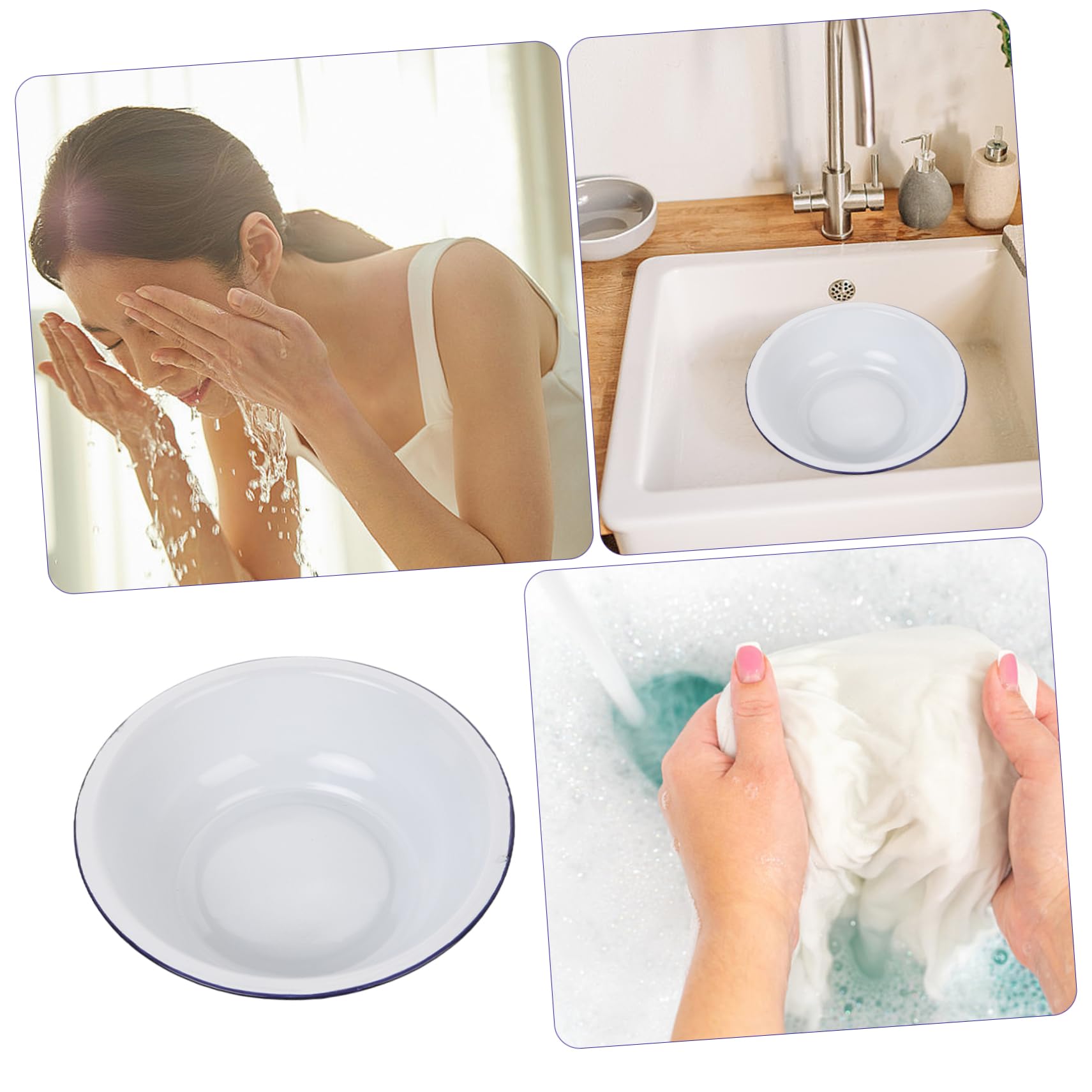 jojofuny Elegante Cuenco de Esmalte Cuenco Vintage para Frutas para Mezclar de Gran Capacidad para Esmaltado para Cocina Resistente a Las Manchas Fácil de Limpiar