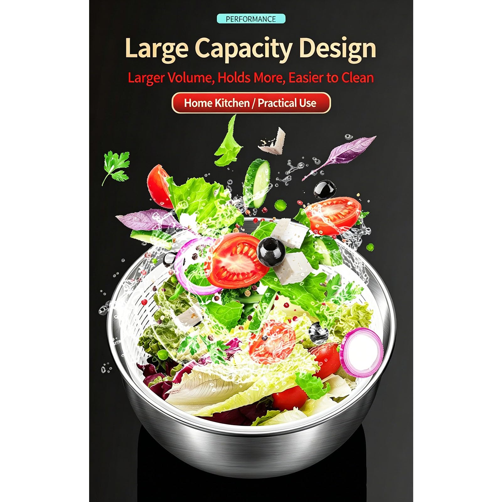 PANGBOER Centrifuga per essiccare Verdure con Ciotola Trasparente, azionamento a Pulsante, Rimovibile, Strumento Preparazione per casa per Verdure, lattuga, asciugatrice, Ciotola